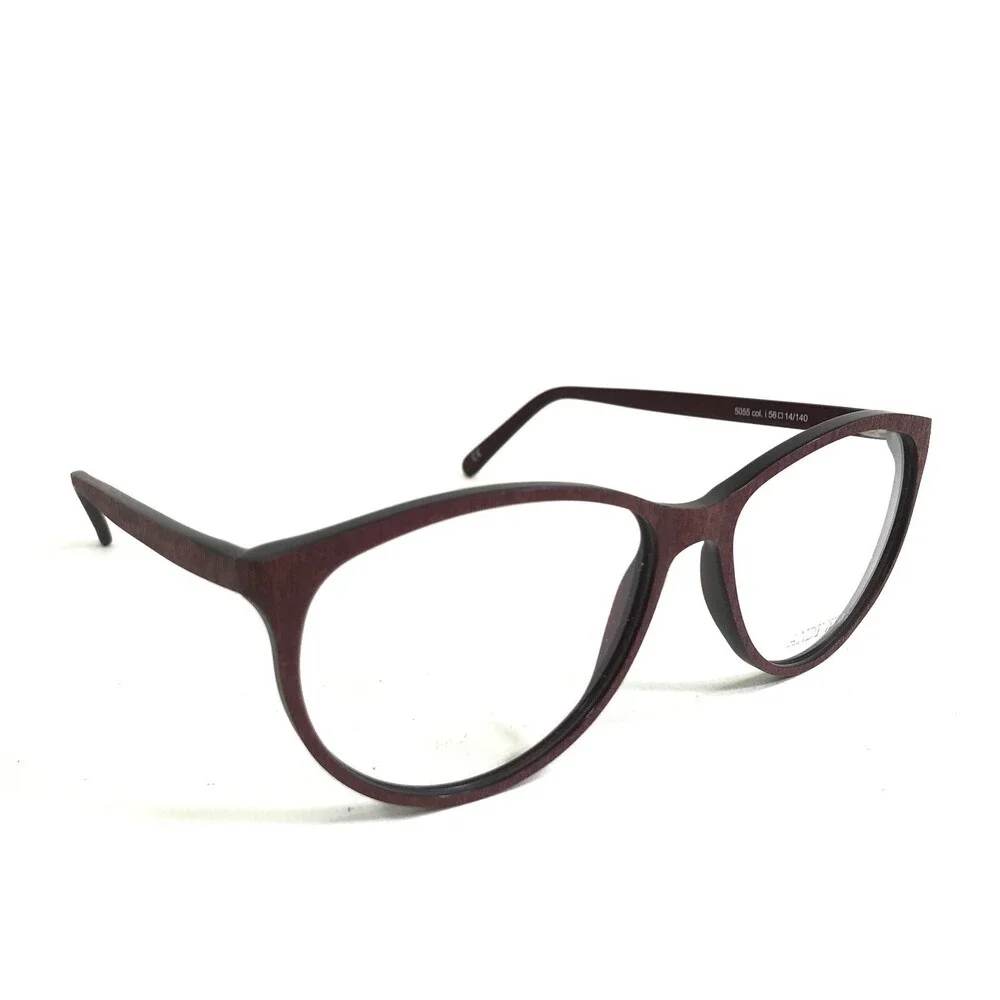 Andy Wolf Eyeglasses Frames 5055 col. i Burgundy Red Wood Grain Round 56-14-140